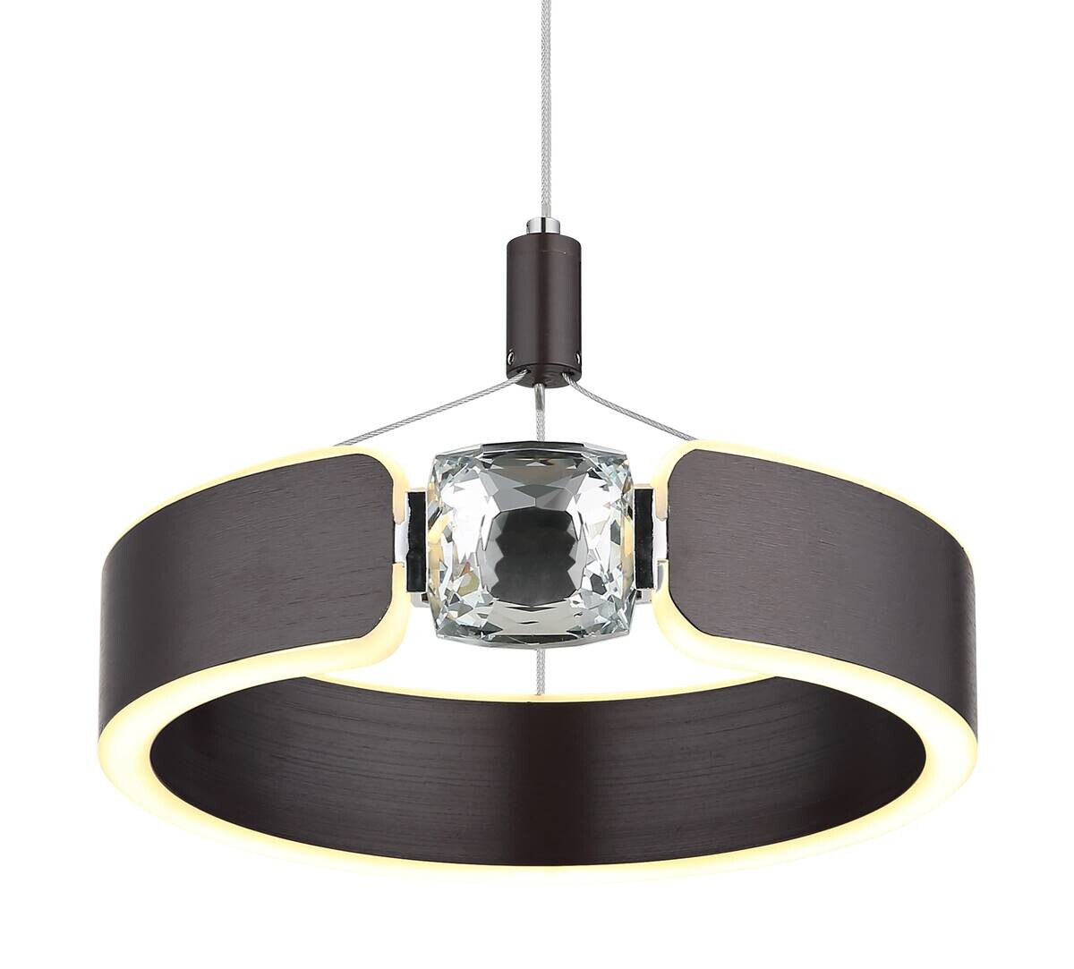 GLOBO LED-Pendelleuchte bronze Opal Metall Acryl H/L: ca. 125x22 cm