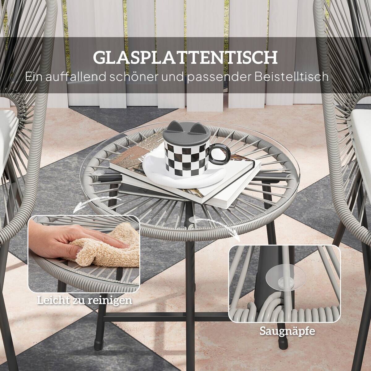 Outsunny Balkonmöbel-Set dunkelgrau Polyethylen B/H/L: ca. 63x76x65 cm