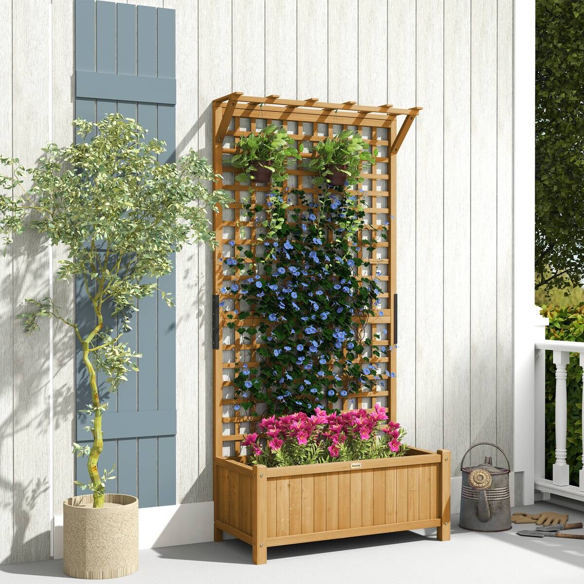 Outsunny Hochbeet gelb Holz B/H/L: ca. 45x183x90 cm