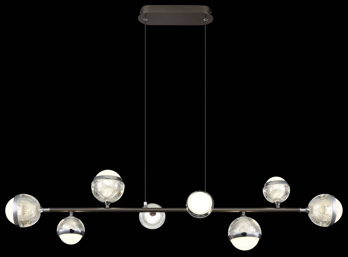 GLOBO LED-Pendelleuchte transparent Chrom titanfarbig Acryl Aluminium Metall B/H/T: ca. 24x120x109 cm