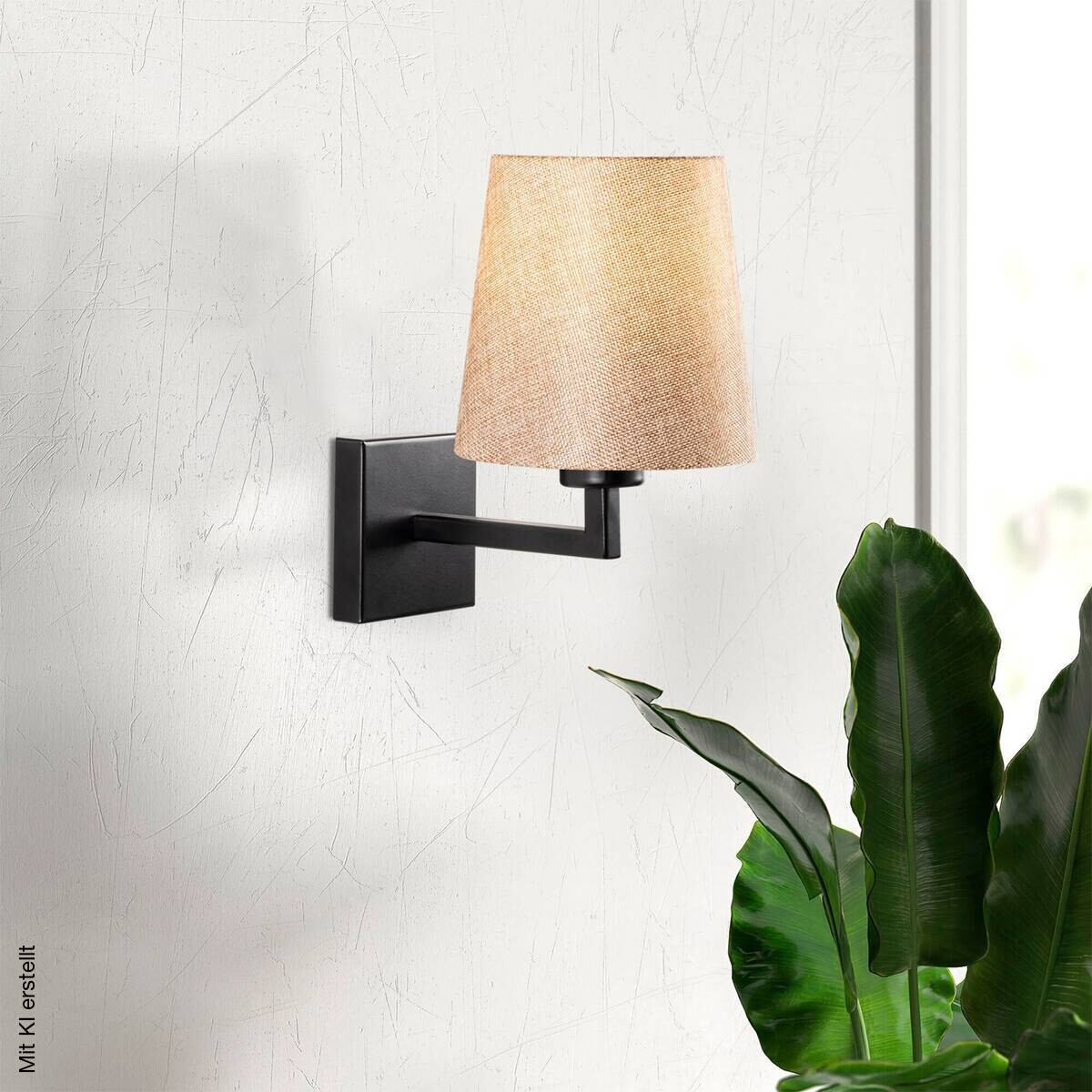 Opviq Wandleuchte creme schwarz Eisen B/H/L: ca. 24x30x18 cm E27 1 Brennstellen