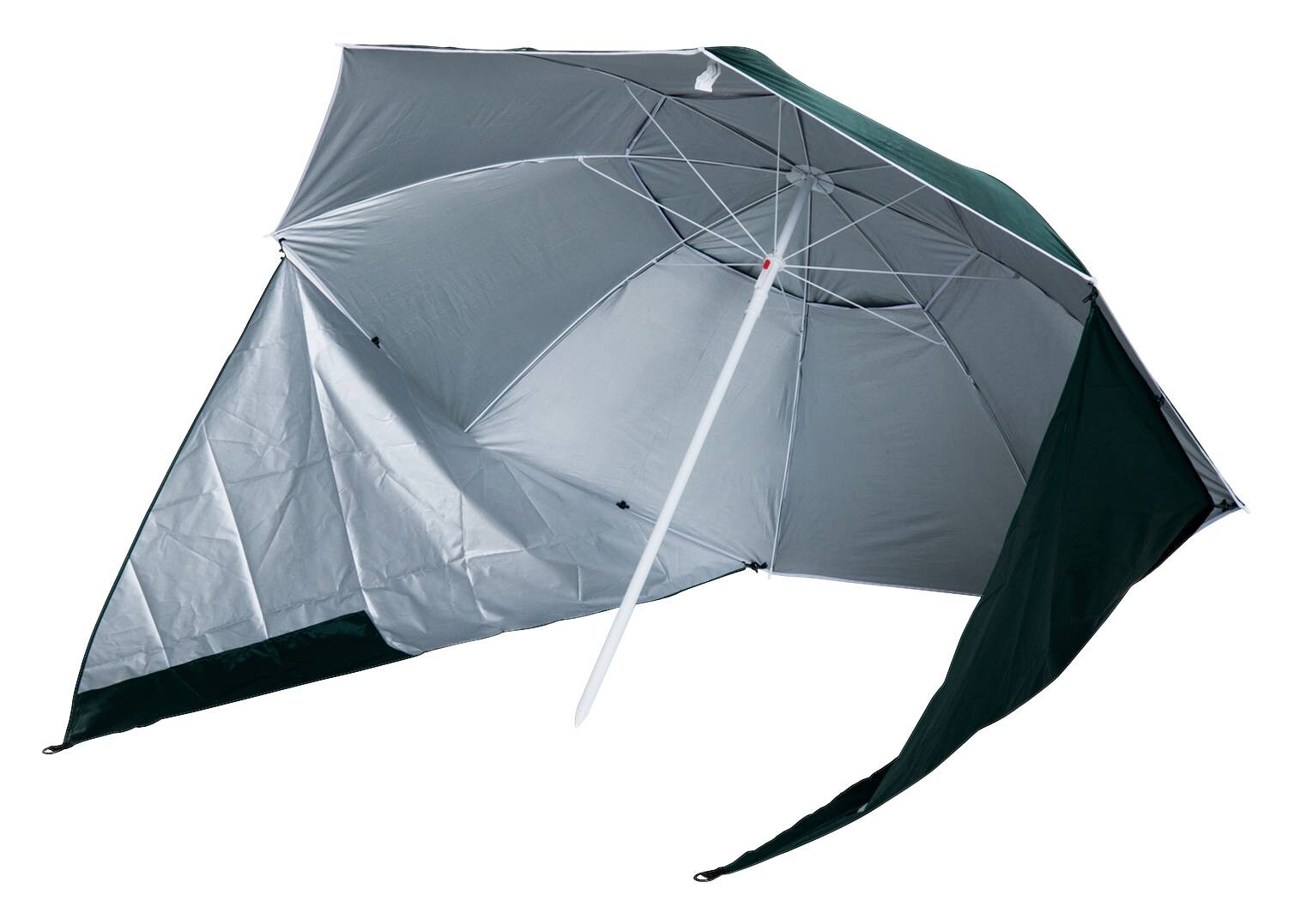 Outsunny Strandschirm-/Strandzelt 2in1 dunkelgrün Metall H/D: ca. 222x210 cm