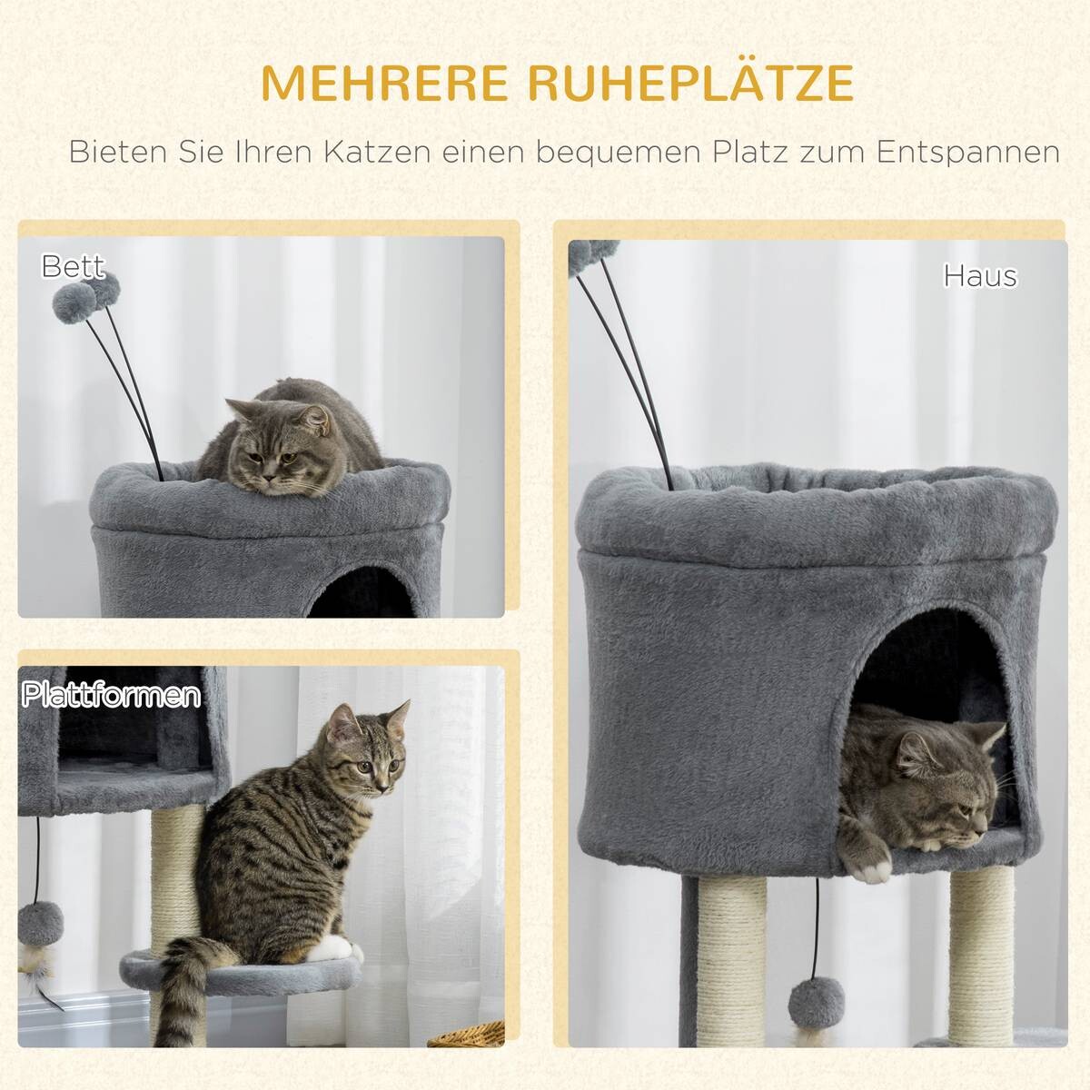 PawHut Kratzbaum grau Polyester B/H/L: ca. 44,5x73,5x44,5 cm