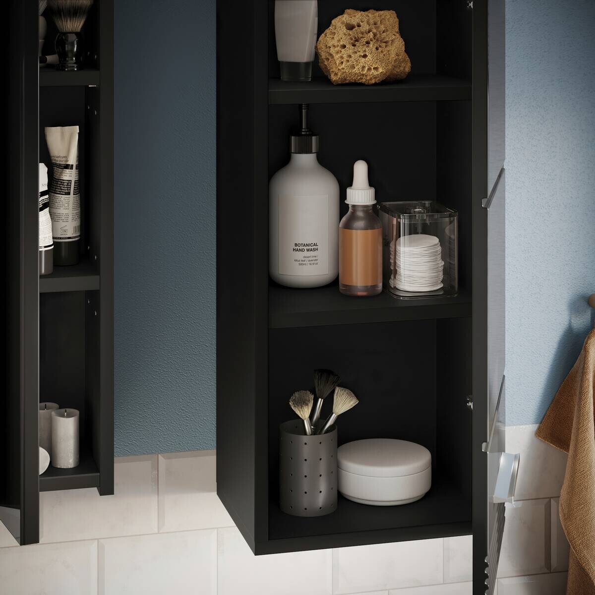 Badezimmer-Set LINUS schwarz schwarz Hochglanz B/H/T: ca. 60x182x34 cm