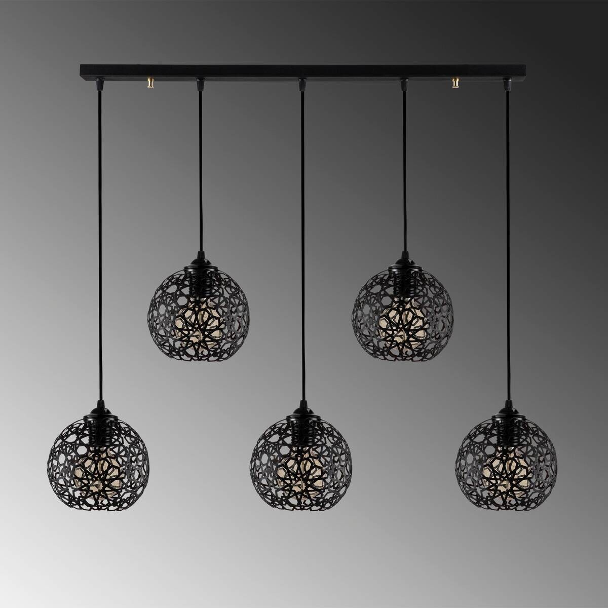 Pendelleuchte schwarz Metall B/H/T/L: ca. 17x119x17x100 cm E27 5 Brennstellen
