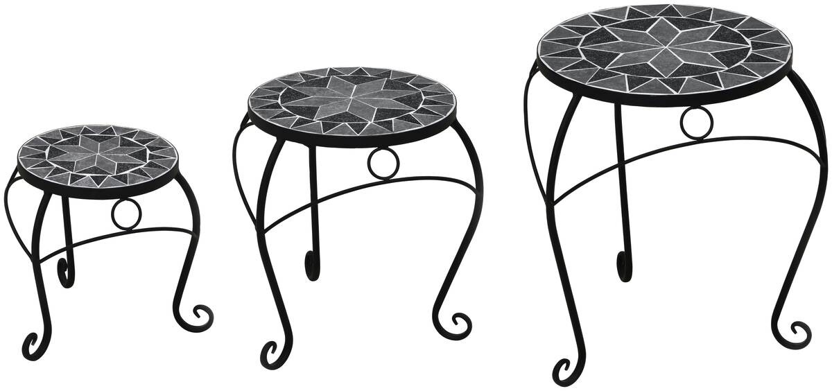 POCOline Beistelltisch Mosaik schwarz Metall H/D: ca. 41x32 cm