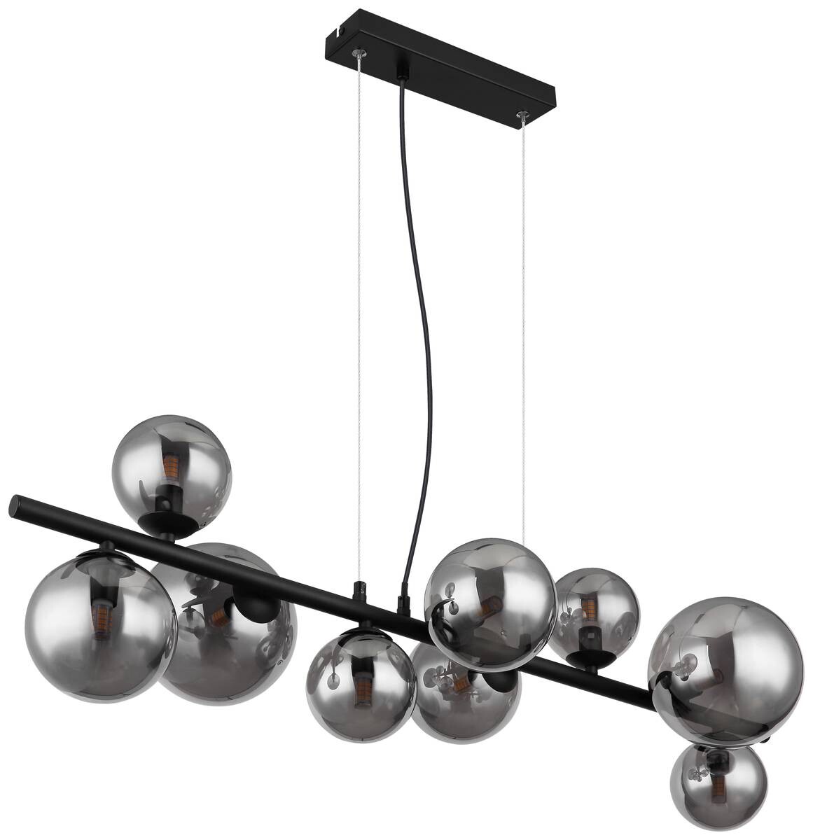 GLOBO Pendelleuchte 56133-9H Riha schwarz Metall Rauchglas B/H/L: ca. 34,5x120x87 cm 9 Brennstellen