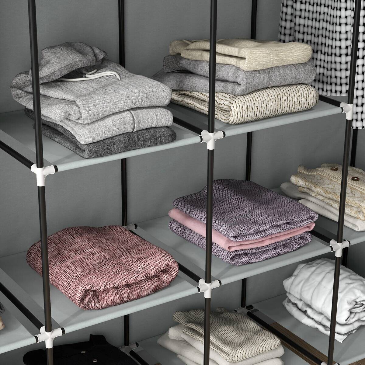 HOMCOM Kleiderschrank dunkelgrau Polypropylen B/H/L: ca. 42,5x166x169,5 cm