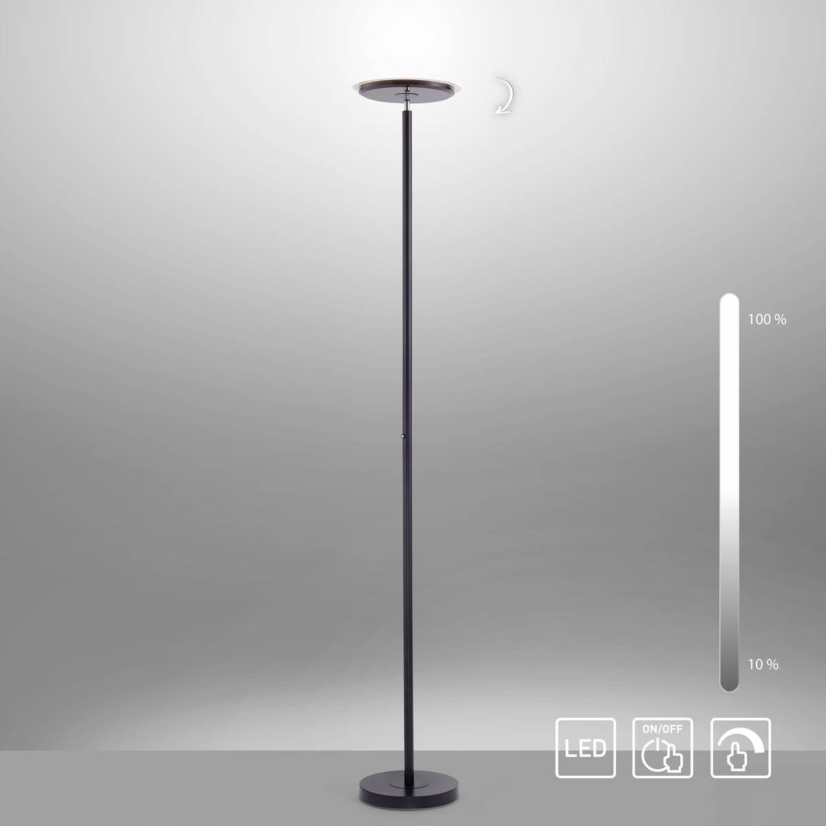 Just Light Stehlampe HANS 11729-18 schwarz Kunststoff Eisen H/D: ca. 181x30 cm 1 Brennstellen
