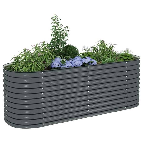 Garten-Hochbeet grau Stahl B/H/L: ca. 80x81x240 cm