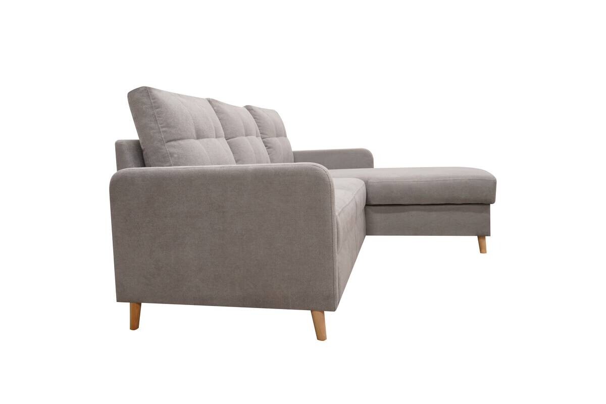 Ecksofa mit Bettfunktion und Bettkasten grau Webstoff B/H/T: ca. 217x93x159 cm