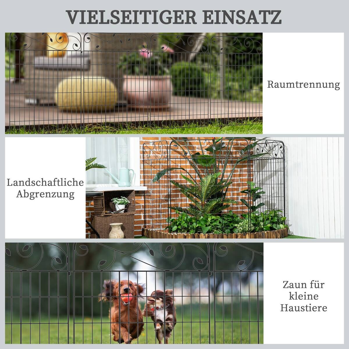 Outsunny Zaun schwarz Polypropylen B/H/L: ca. 0,8x352x110 cm