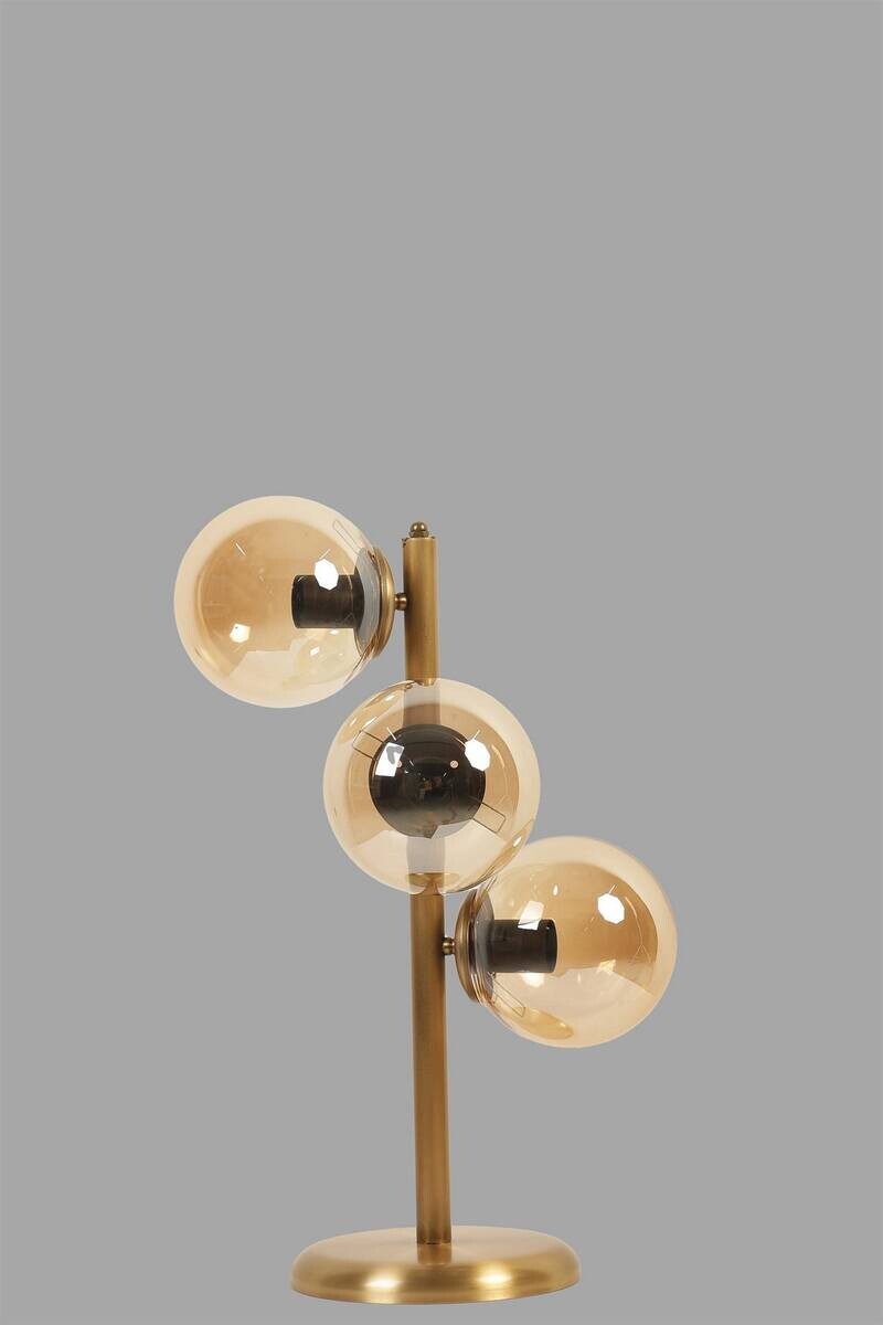 Opviq Tischleuchte gold Glas Metall B/H/L: ca. 20x55x20 cm E27 3 Brennstellen