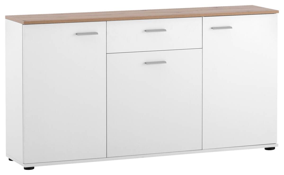 Kommode Alanis weiß matt Eiche Artisan Nachbildung B/H/T: ca. 150x80x34 cm