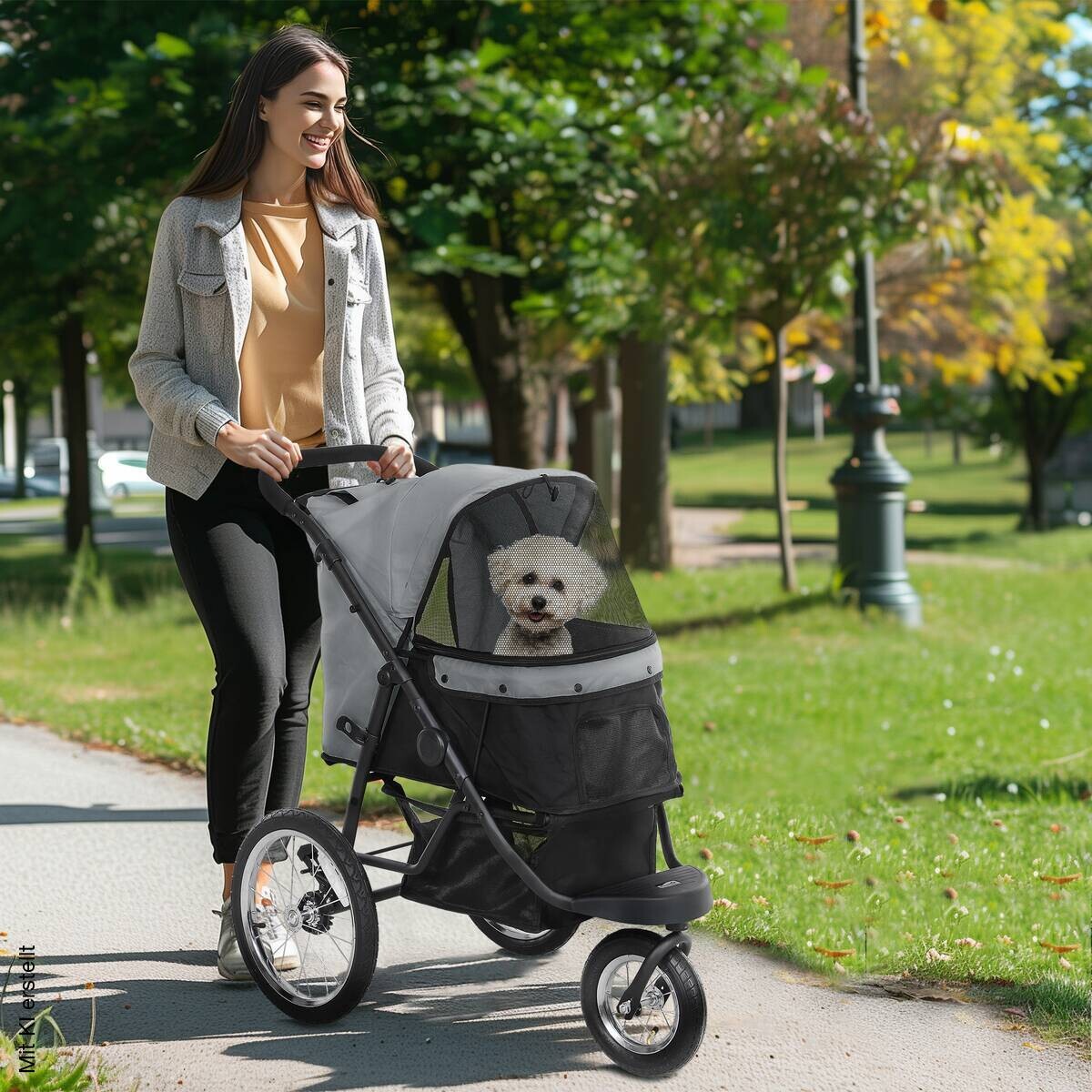 PawHut Hundewagen grau Stahl B/H/L: ca. 58x100x100 cm