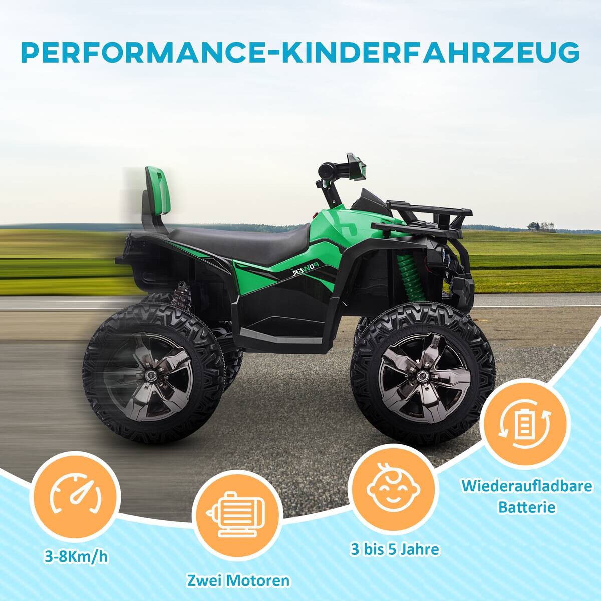 HOMCOM Kinder Elektrofahrzeug grün B/H/L: ca. 65x73x100 cm