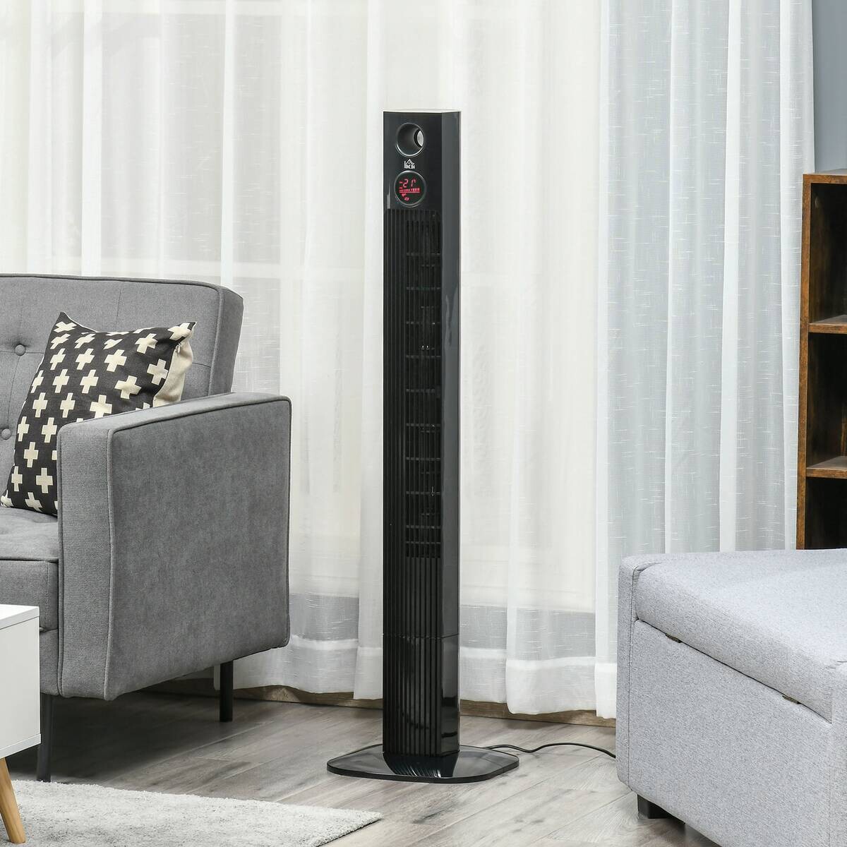 HOMCOM Ventilator schwarz Kunststoff Polypropylen Edelstahl B/H/L: ca. 31,5x31,5x117 cm