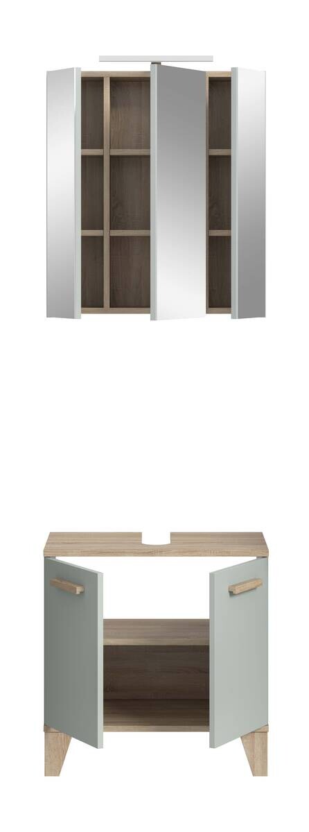 Badezimmer-Set STAR hellgrün Eiche hell Nachbildung B/H/T: ca. 60x190x34 cm