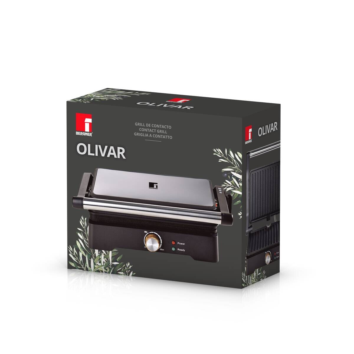 BERGNER Kontaktgrill silber Aluminium B/H/L: ca. 15,5x32x36,5 cm