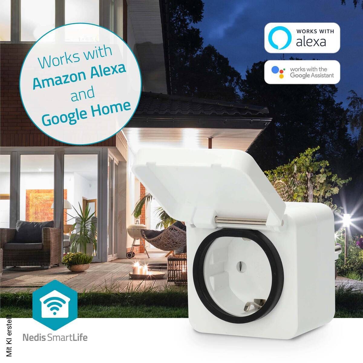 Nedis Smart-Stecker weiß grau Polycarbonat B/H/L: ca. 6x9,9x6 cm