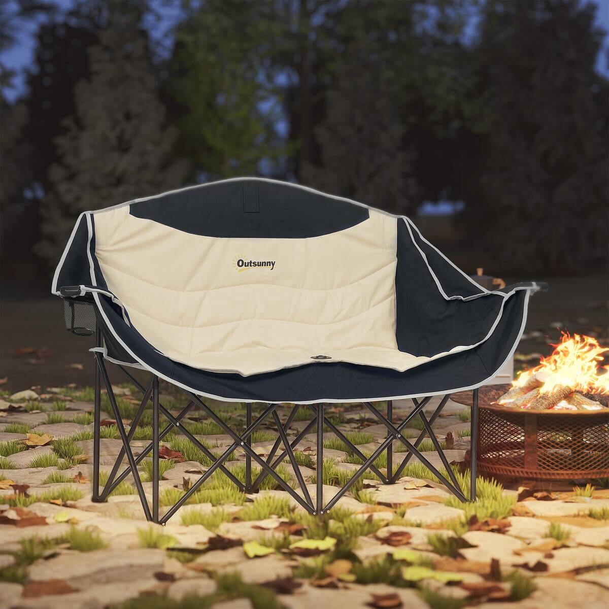 Outsunny Campingstuhl khaki Metall B/H/L: ca. 50x92x134 cm