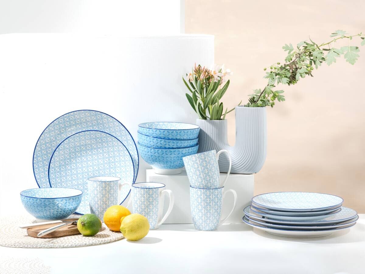 CreaTable Kombiservice Mediterran Blau blau Steinzeug 16 tlg.