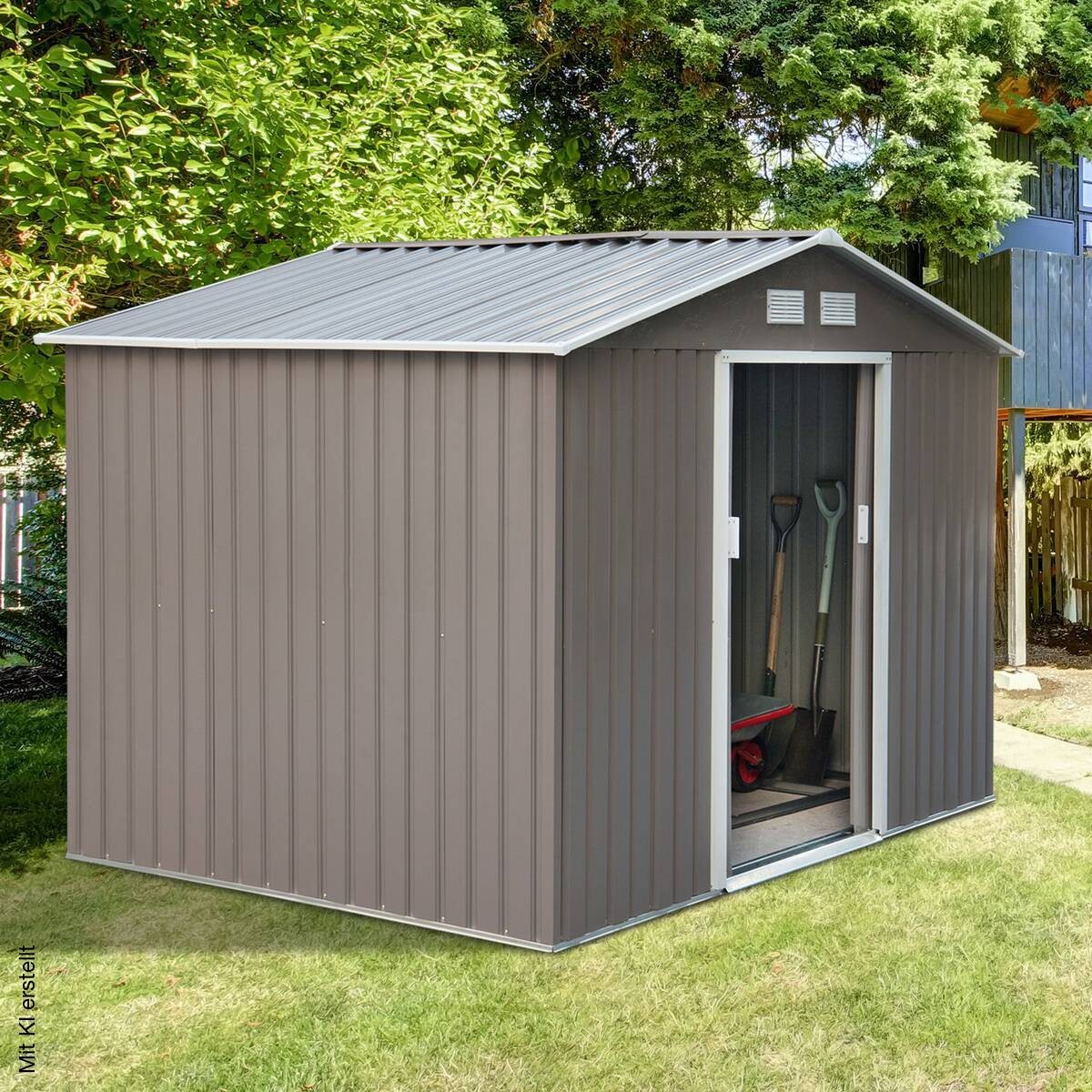 Outsunny Gartenhaus grau B/H/L: ca. 181x192x277 cm