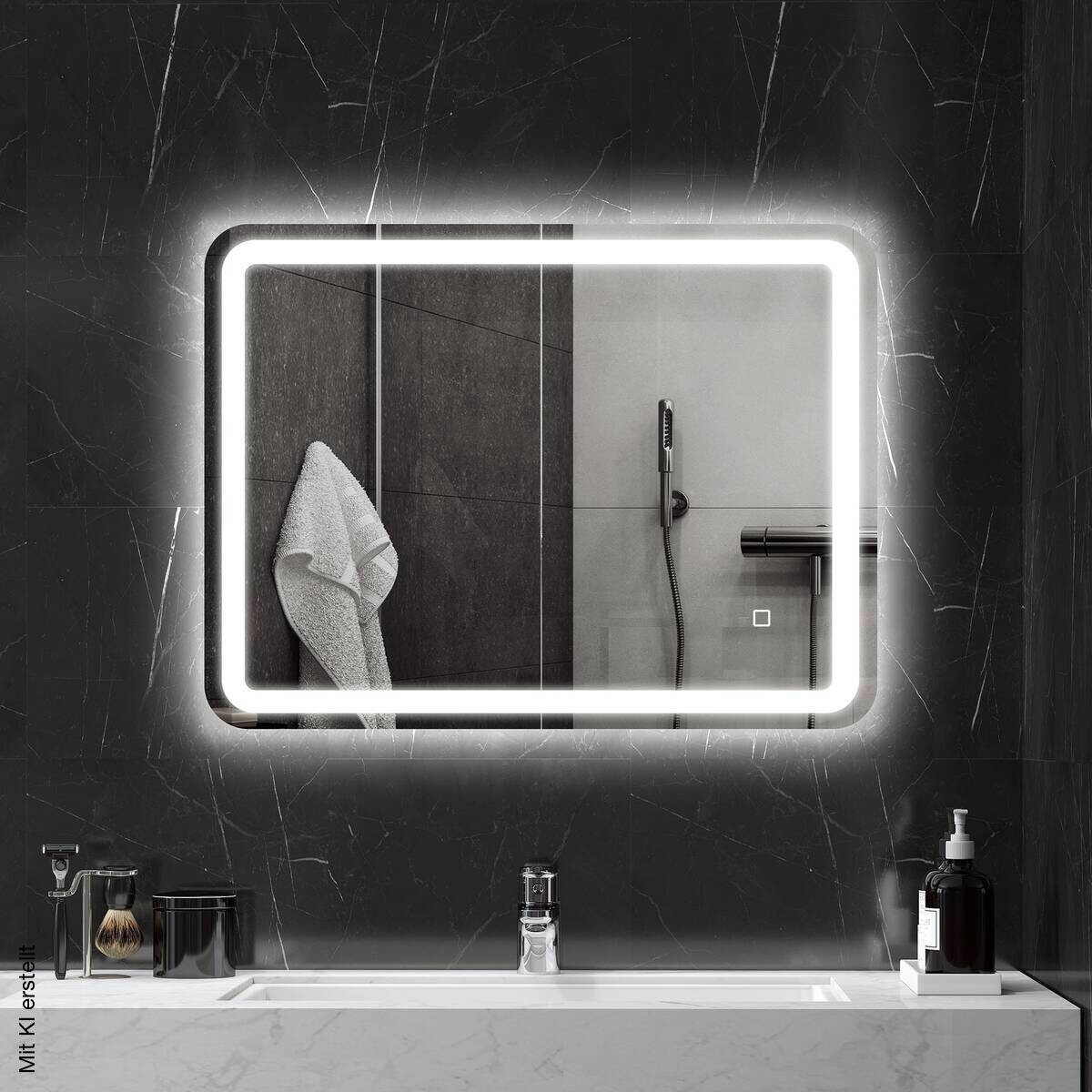 HOMCOM LED-Bad-Spiegel silber B/H/L: ca. 60x4x80 cm