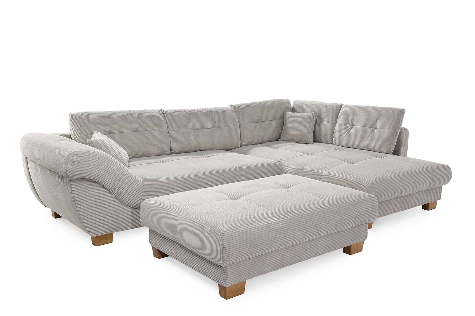 Ecksofa Greige Microfaser B/H/T: ca. 346x90x221 cm