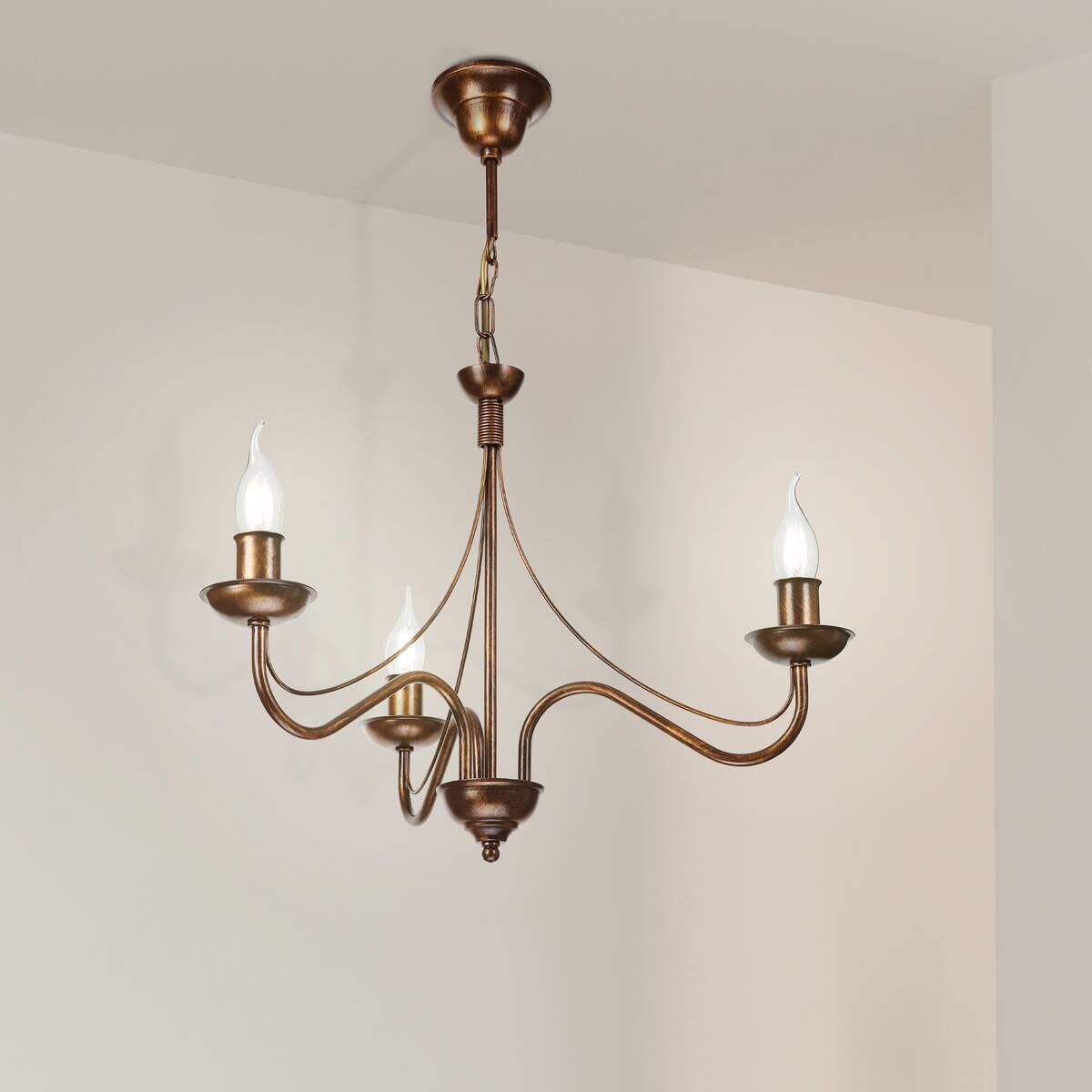 Lamkur Pendelleuchte braun Stahl B/H/L: ca. 53x71x53 cm E14 3 Brennstellen