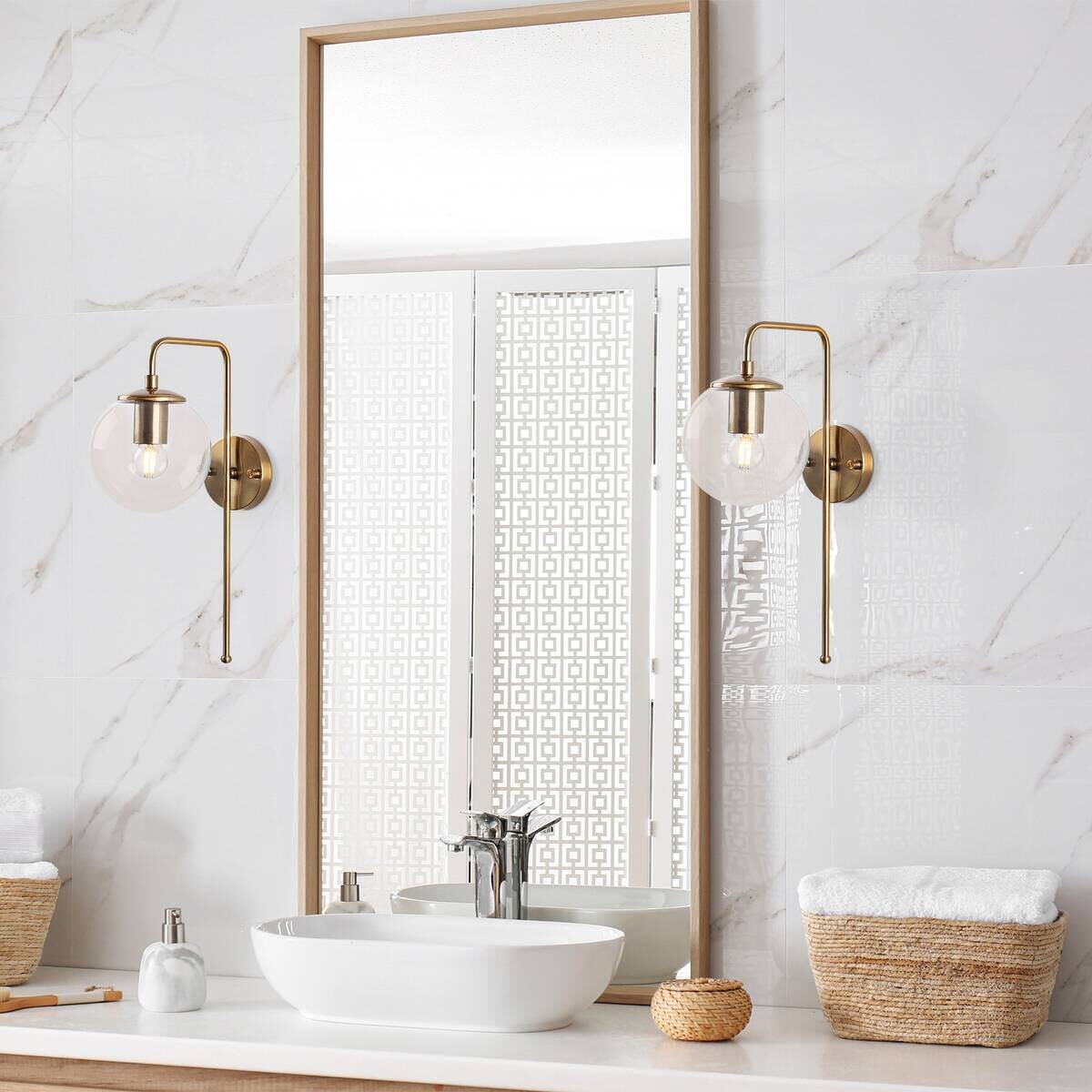 Opviq Wandleuchte Viran bronze Metall Glas B/H/T/L/D: ca. 28x43x28x15x15 cm E14 1 Brennstellen