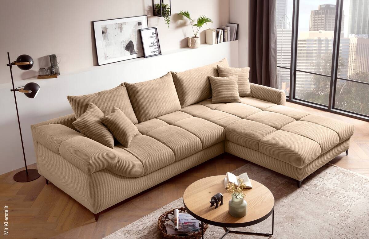 Ecksofa taupe Microfaser B/H/T: ca. 332x96x227 cm