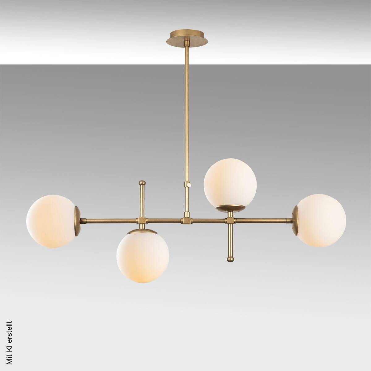 Opviq Pendelleuchte Mudon gold Glas B/H/T/L: ca. 108x82x15x108 cm E27 4 Brennstellen