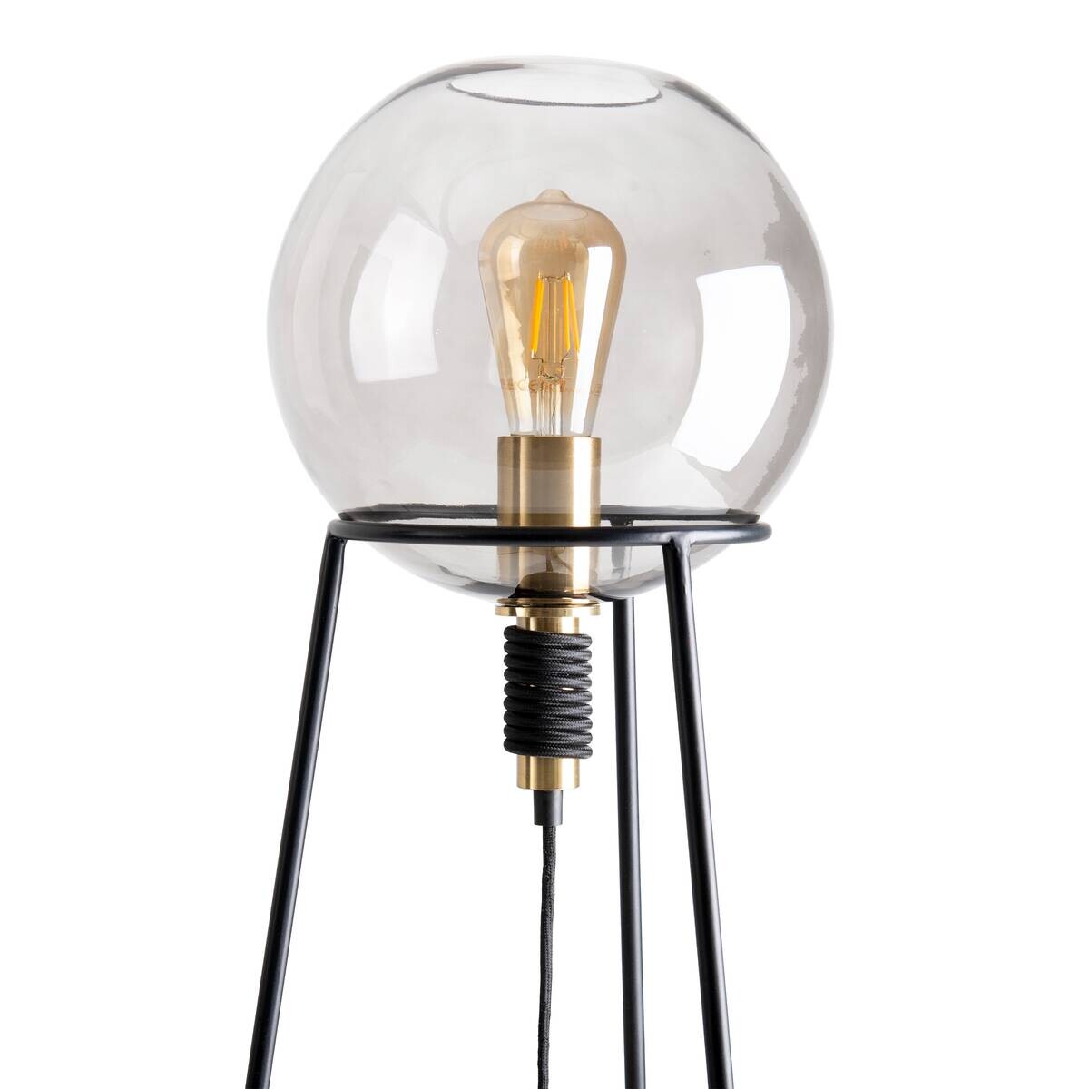 Näve Leuchten Tischleuchte 3181222 schwarz Metall Glas B/H/T: ca. 26,5x71x26,5 cm E27 1 Brennstellen