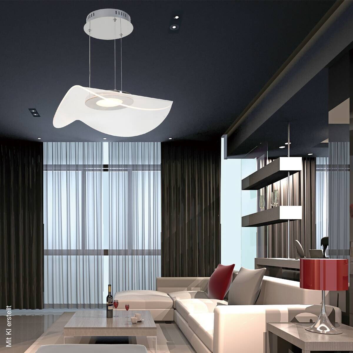 POCOline LED-Pendelleuchte Amina silber Acryl H/D: ca. 120x48 cm
