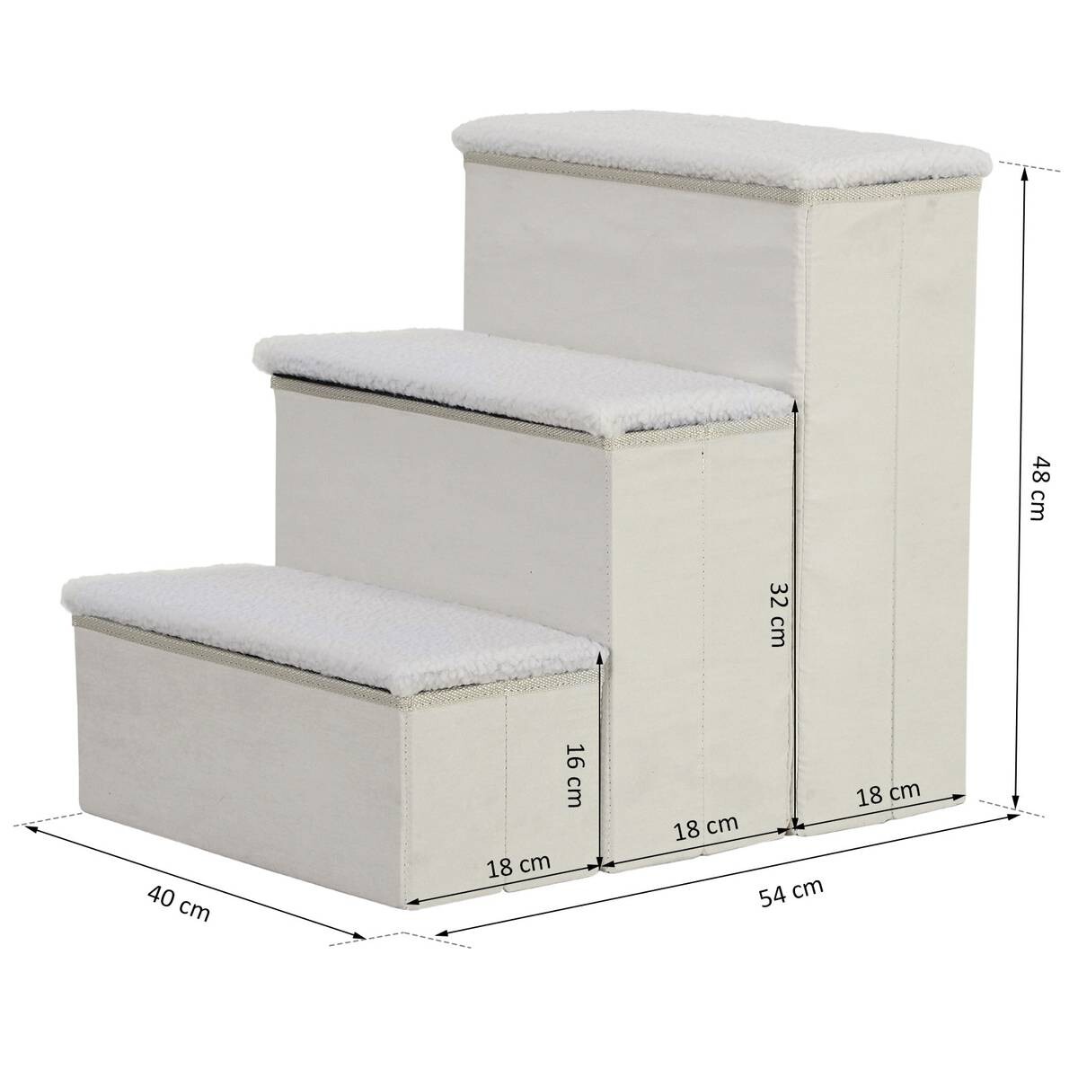PawHut Haustiertreppe weiß MDF B/H/L: ca. 54x48x40 cm