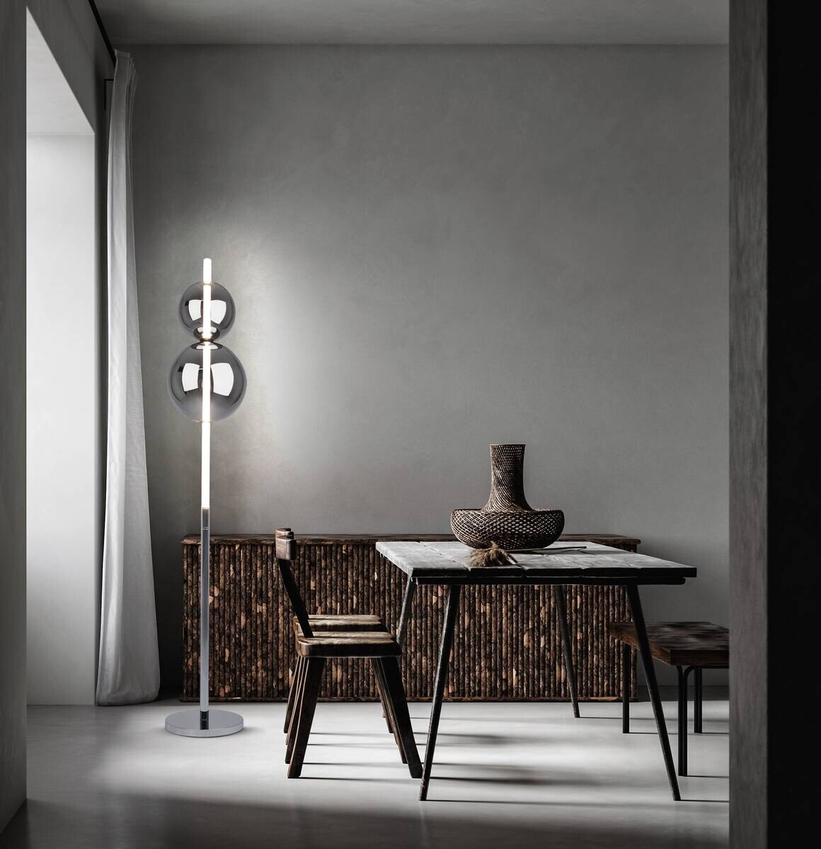 Näve Leuchten LED-Leuchten 2072042 Chrom Rauch Metall Glas H/D: ca. 149,7x25 cm