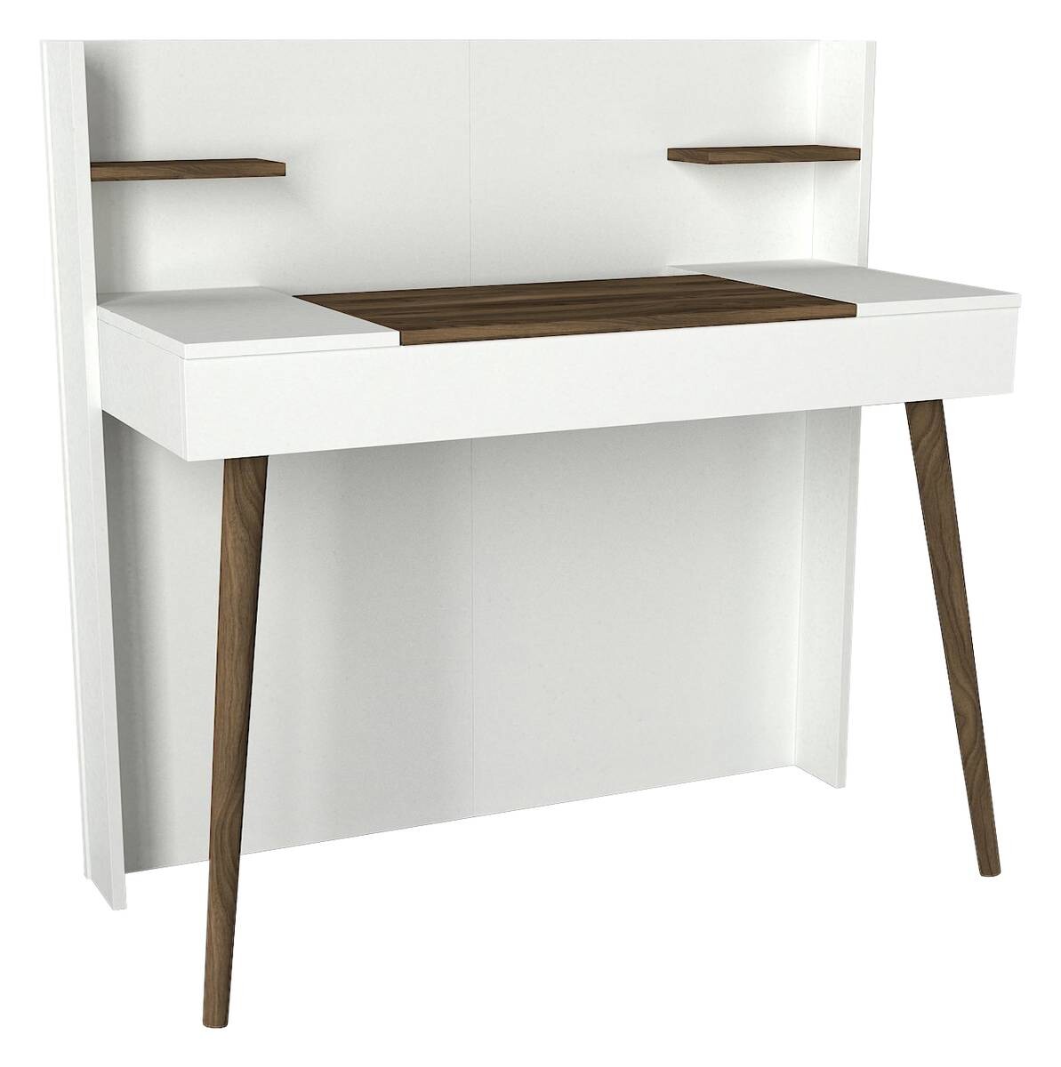 Schminktisch Retro weiß walnuss Nachbildung B/H/T: ca. 116x120x52 cm