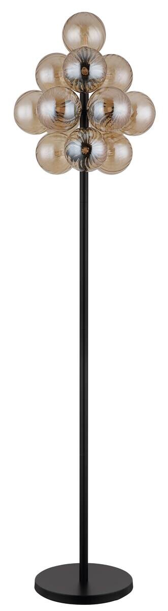 GLOBO Stehlampe amber schwarz Metall Glas H/D: ca. 160x39,5 cm 13 Brennstellen