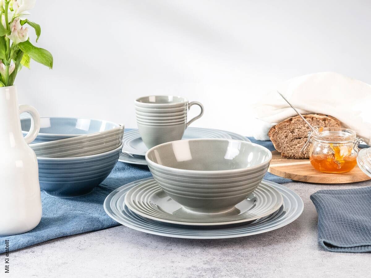CreaTable Kombiservice Stripes stein Porzellan 16 tlg.