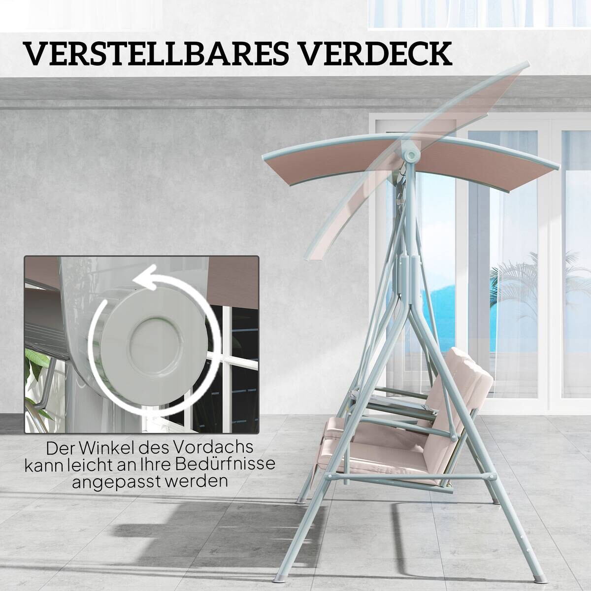 Outsunny Hollywoodschaukel beige Metall B/H/L: ca. 112x165x175 cm
