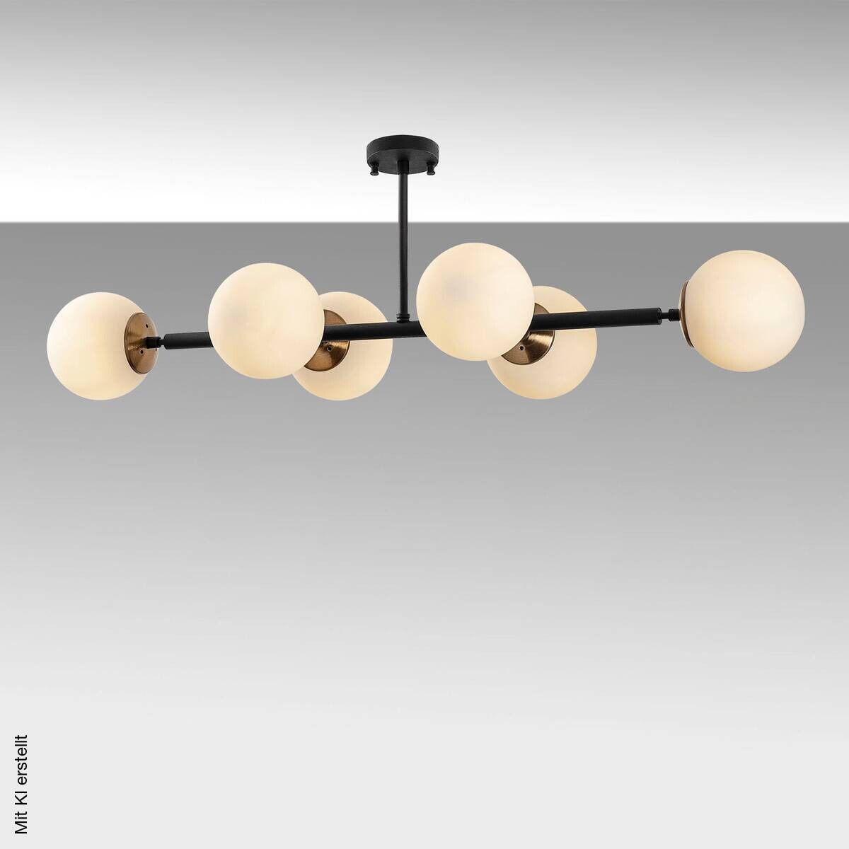 Opviq Deckenleuchte Fazli-10486 schwarz Glas B/H/T/L: ca. 110x35x40x110 cm E14 6 Brennstellen