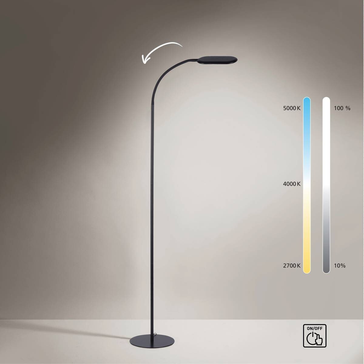 Just Light Stehlampe KELLY 14406-18 schwarz Kunststoff B/H/T: ca. 63x175x63 cm 1 Brennstellen