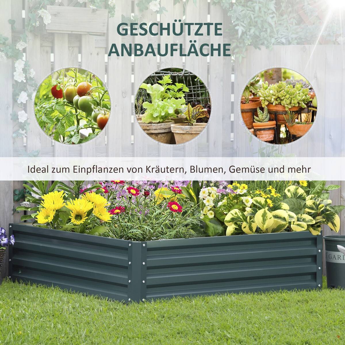 Outsunny Pflanzenbeet mit offenem Boden B/H/L: ca. 120x30x120 cm