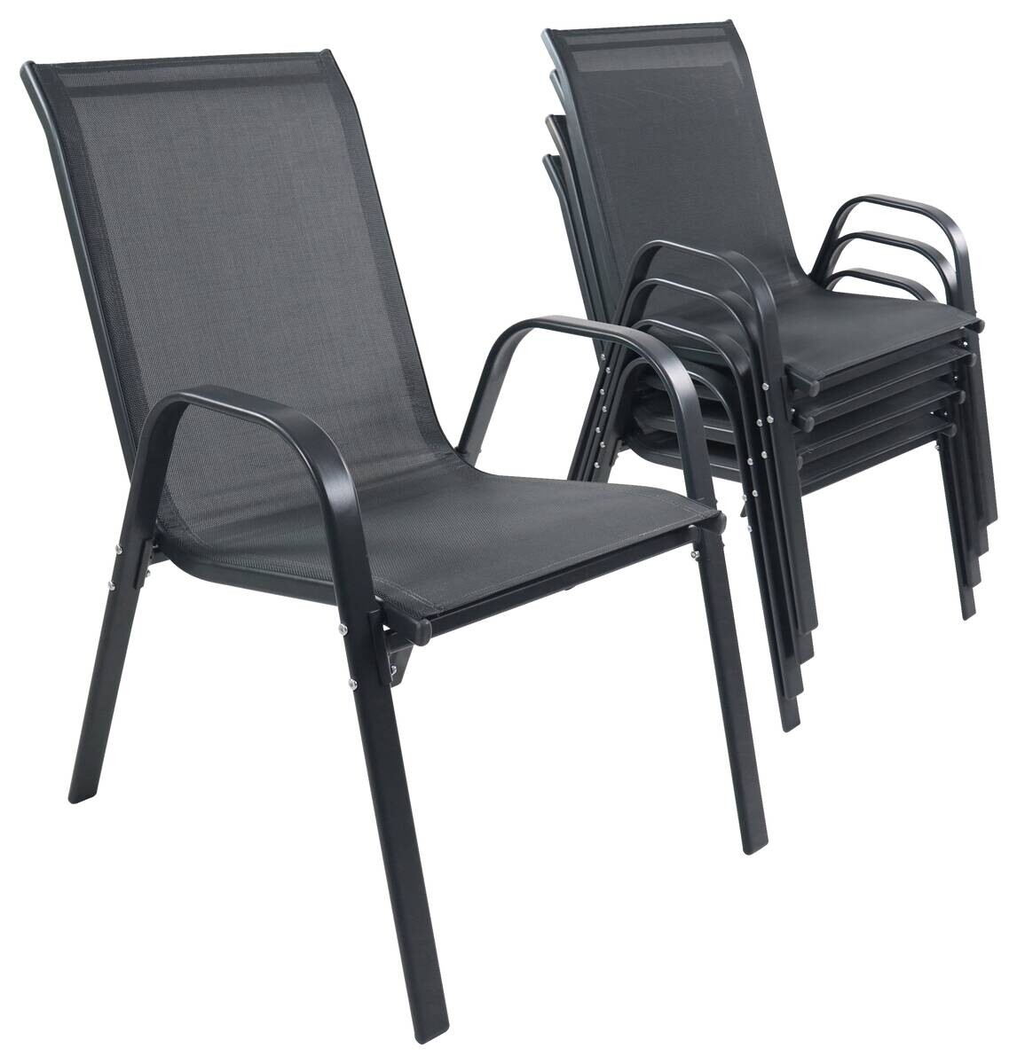 VCM Gartenstuhl 4er Set anthrazit Textilene B/H/L: ca. 56x89x73 cm