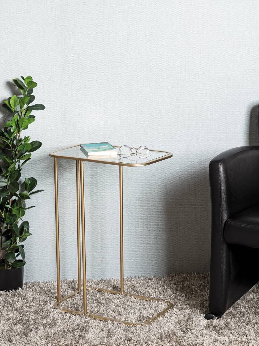 Beistelltisch gold Optik Metall Klarglas B/H/T: ca. 45x65x30 cm