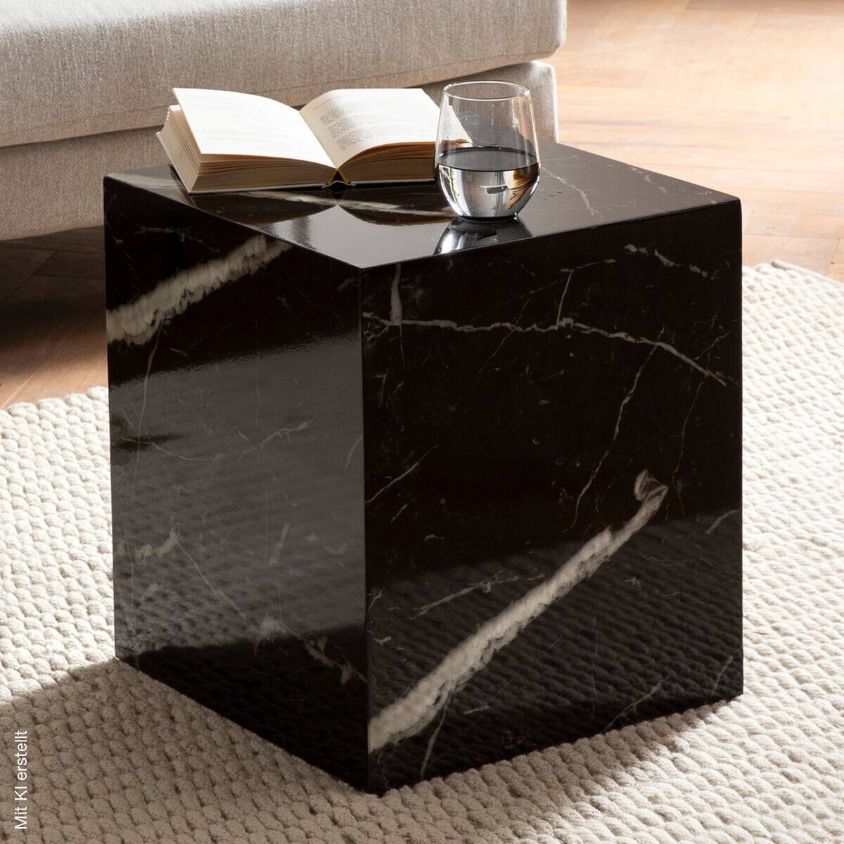 Couchtisch schwarz Marmor Optik B/H/T: ca. 40x45x40 cm