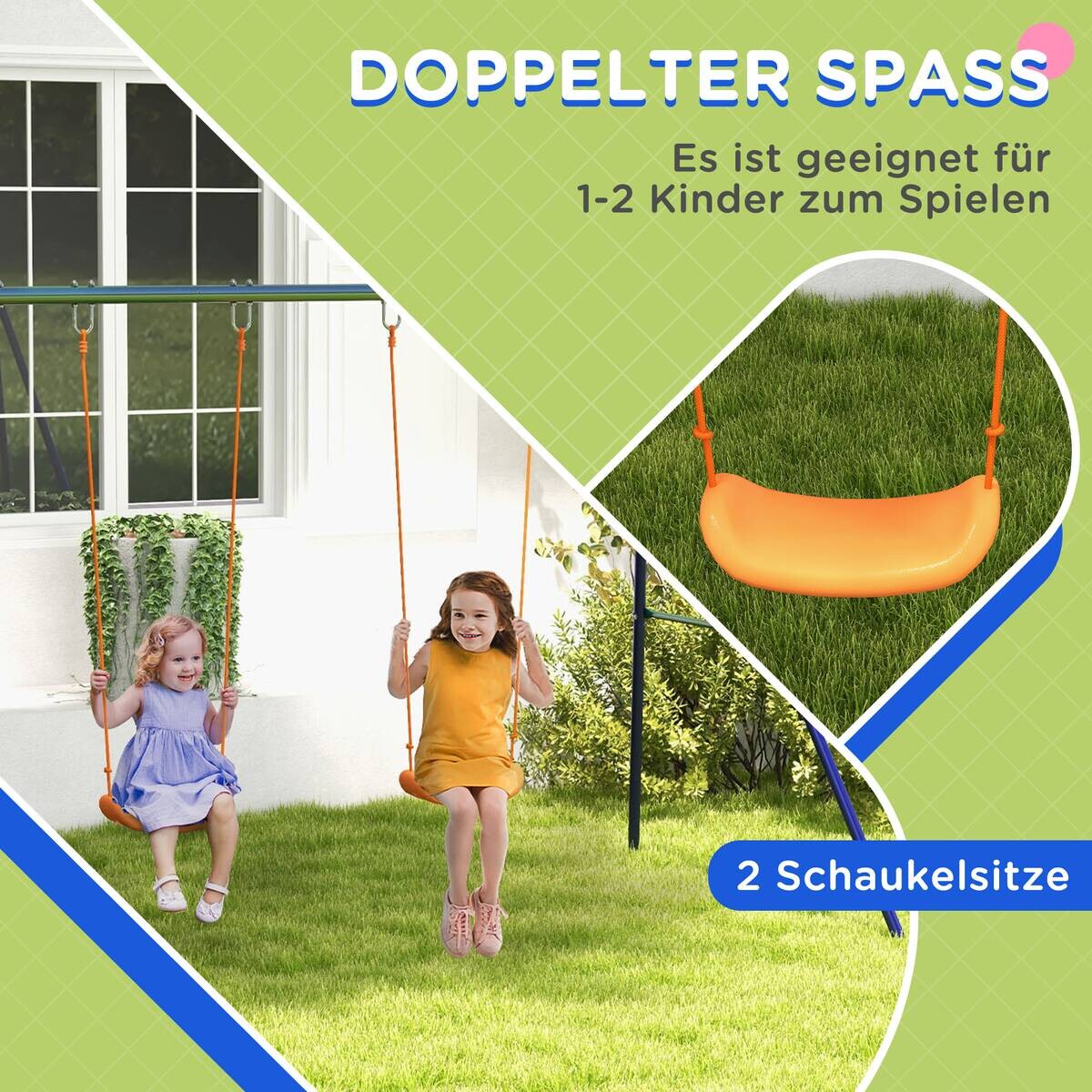 Outsunny Schaukel orange B/H/L: ca. 160x269x180 cm