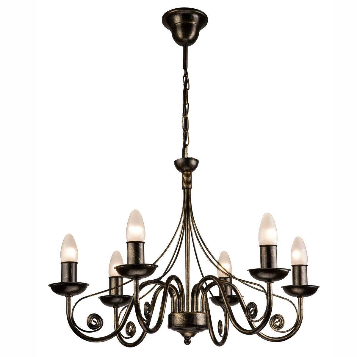 Lamkur Kronleuchter Donato schwarz Stahl B/H/L: ca. 57x72x57 cm E14 6 Brennstellen