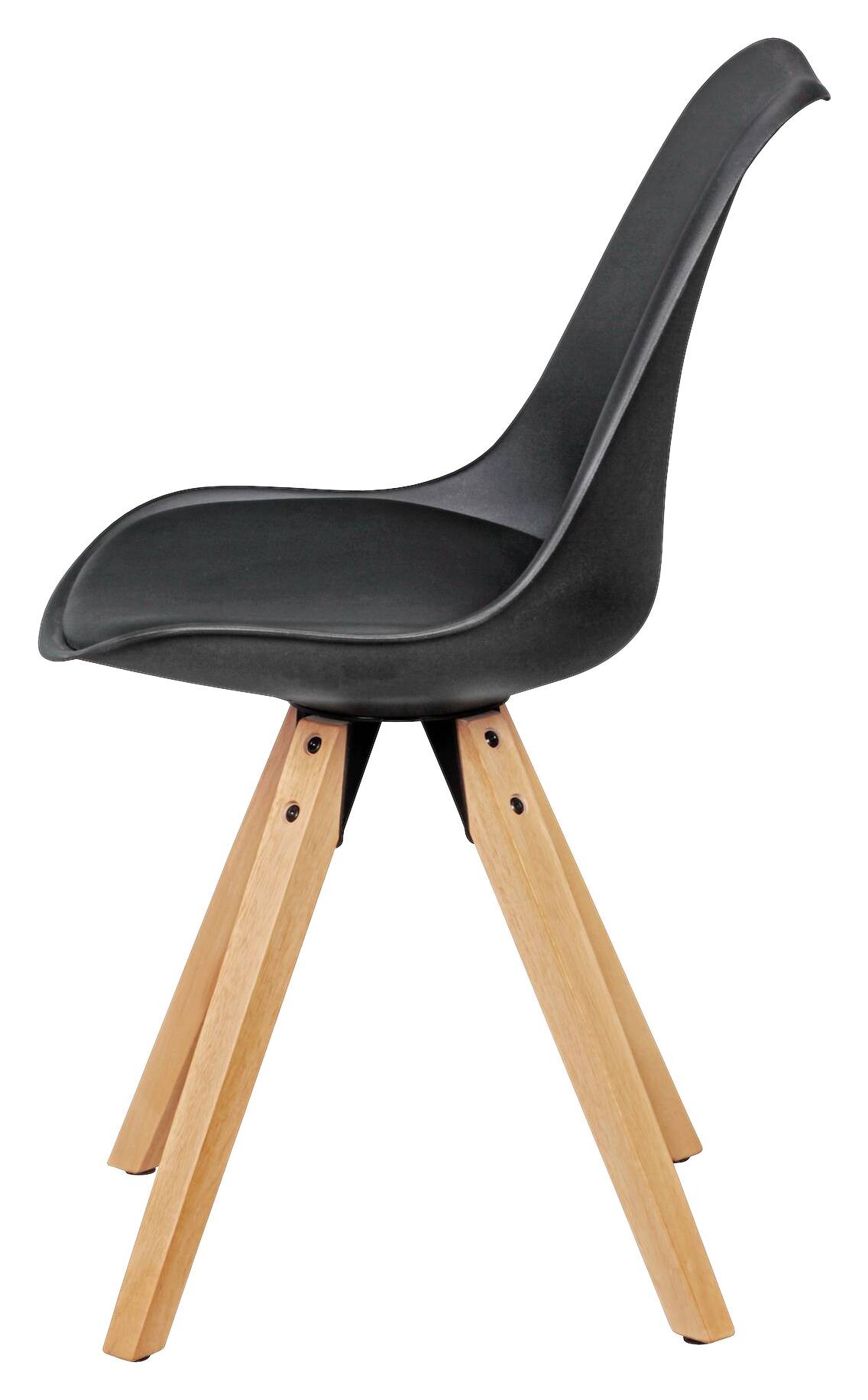 Stuhl 2er-Set schwarz schwarz natur Kunststoff Kunstleder Echtholz B/H/T: ca. 49x87x52 cm